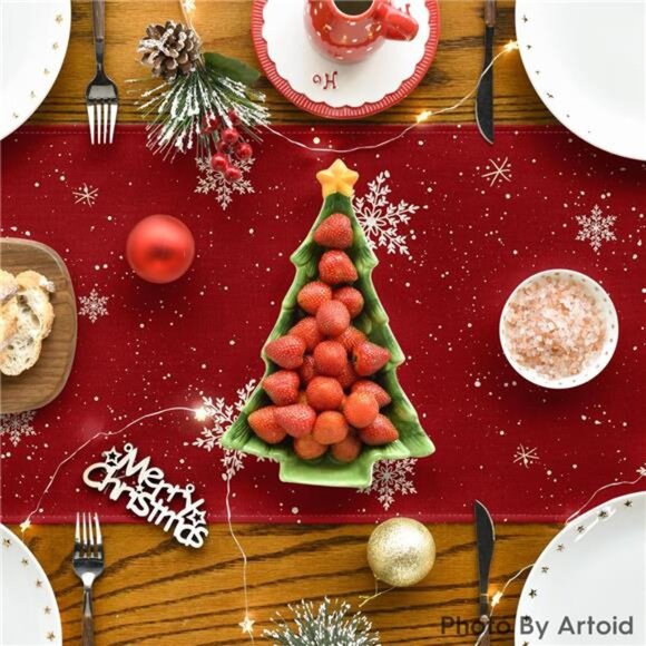 Mode Red Snowman Let It Snow Winter Table Runner, Seasonal Christmas - Picture 4 of 7